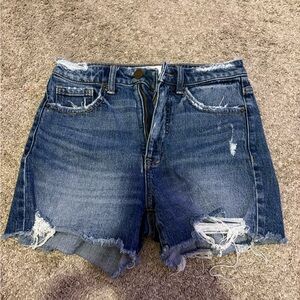 BKE Distressed Dark Blue Denim Jean Shorts